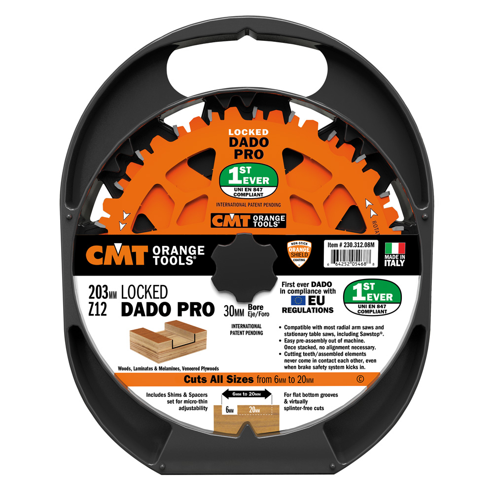 CMT ORANGE TOOLS 230.312.08 LOCKED DADO Saw Blade Set, UNI EN-847 - ชุดใบเลื่อยเซาะร่องขนาด 8นิ้ว แบบซ้อนเป็นชั้นมาตรฐาน UNI EN-847U (สินค้าสั่งซื้อล่วงหน้า Pre-Order)