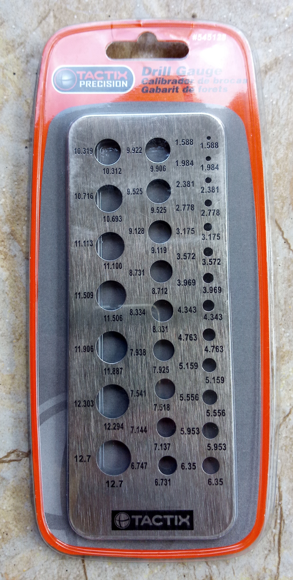 TACTIX 545128 Drill Gauge - เกจวัดขนาดดอกสว่านแบบเมตริก (มม.)