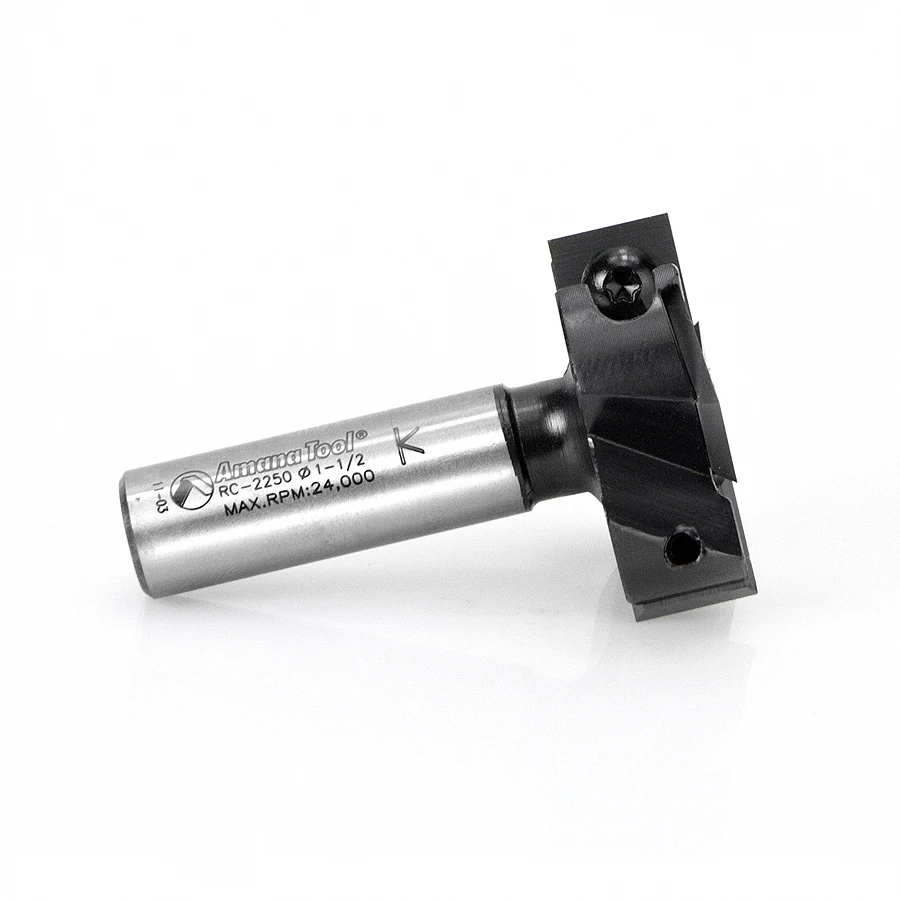 AMANA TOOL RC-2250 Insert Mini Surfacing & Rabbeting Flycutter 2+2 Flute Design 1-1/2" D 1/2 Inch Shank Router Bit -ดอกเร้าเตอร์ปรับหน้าไม้ และบังใบ กว้าง 1-1/2นิ้ว แกน 1/2นิ้ว มีใบตัดคาร์ไบด์ชนิดเปลี่ยนได้ AMANA TOOL รุ่น RC-2250