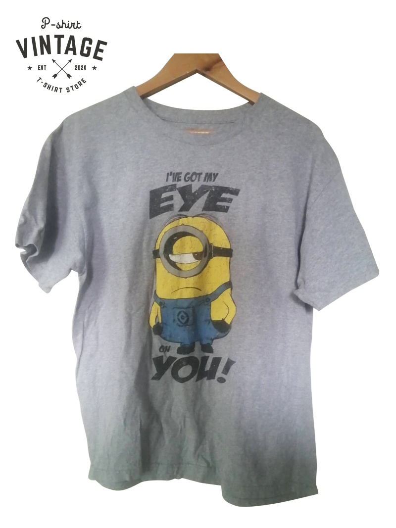 เสื้อยืดวินเทจมือสอง Vintage ลายการ์ตูนมินเนี่ยน Minions งานป้ายผ้าเก่า สินค้าพร้อมส่ง