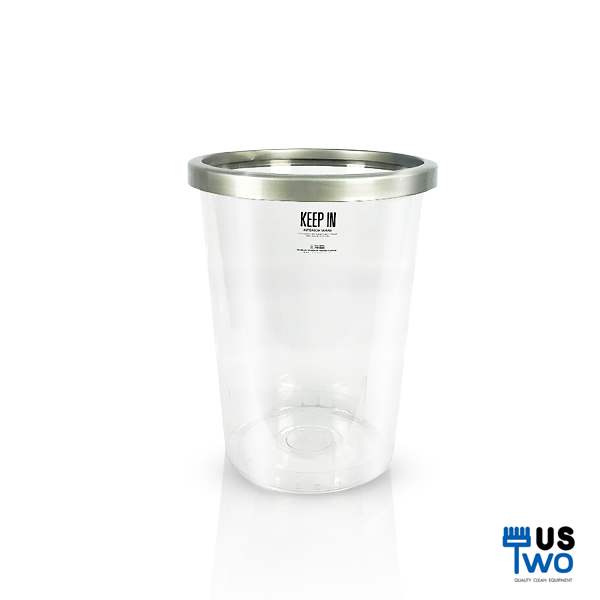 ถังขยะใส ทรงกลม ขอบเทา ไม่มีฝา 45 ลิตร (Polystyrene)