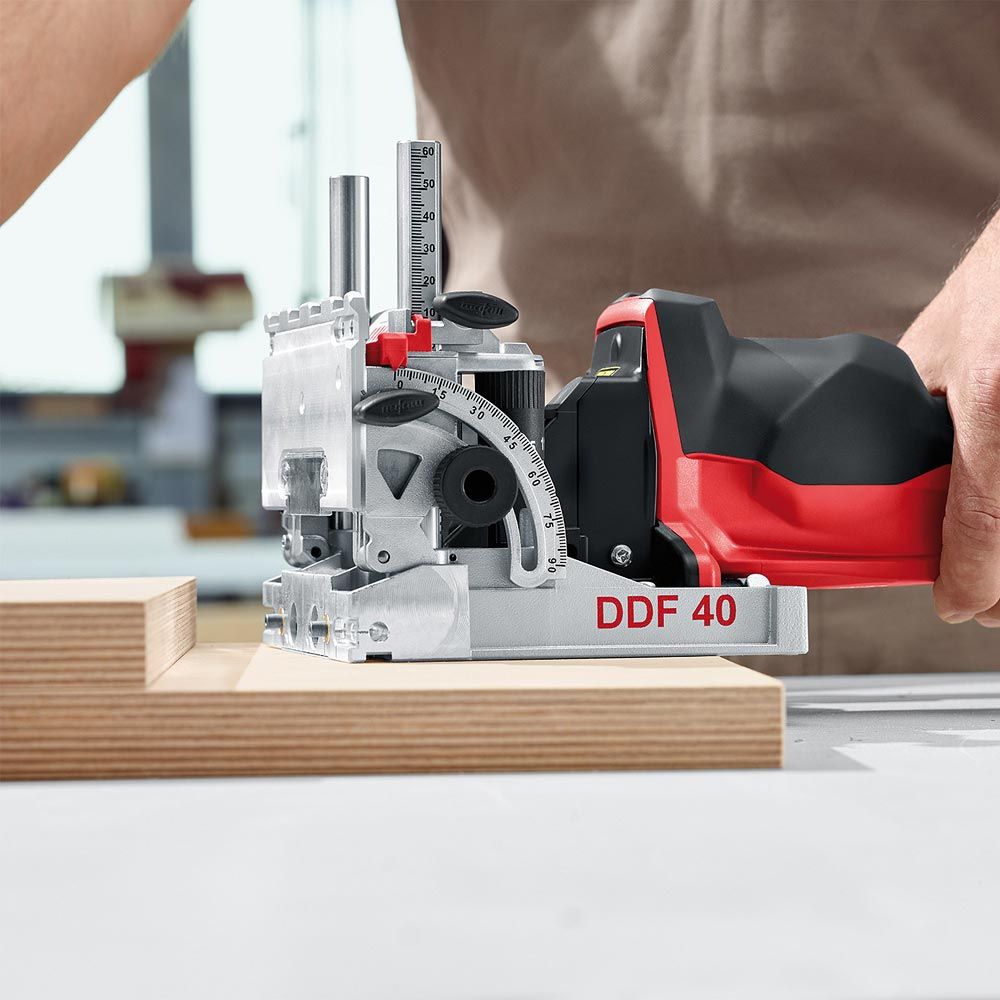 MAFELL DDF40 Duo-Doweler Package With 2 x 5mm Drill Bits & 800mm Template Guide - ชุดเครื่องเจาะเดือยกลมคู่พร้อมรางนำเจาะยาว 800มม. และดอกเจาะขนาด 5มม. 2ดอก Mafell รุ่น DDF 40-SET (สินค้าสั่งซื้อล่วงหน้า Pre Order)