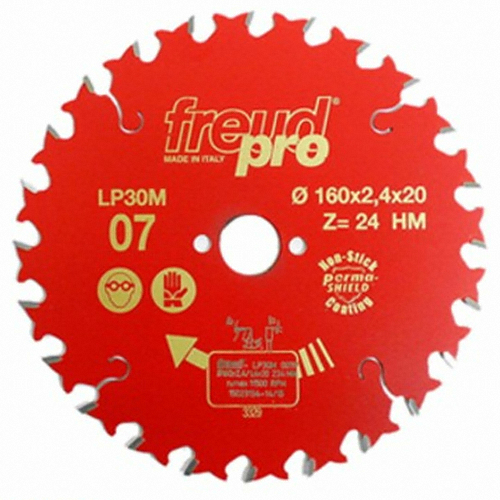 FREUD LP30M007 160mm x 24T Cross Cutting Tracksaw Saw Blade -ใบเลื่อยสำหรับเลื่อยราง (Track Saw) 24 ฟัน (Made in Italy)
