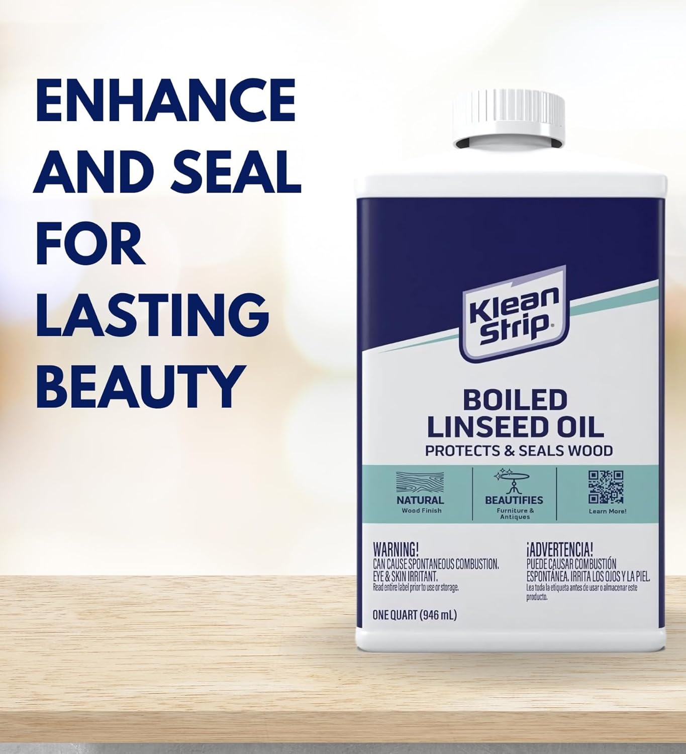 Klean-Strip Green Boiled Linseed Oil, 1-Quart, 32oz/ 947mL (U.S. imported) - น้ำมันลินสีดชนิดผ่านกรรมวิธีต้มด้วยลมร้อน ขนาด 947 มล. (สินค้านำเข้าจากสหรัฐอเมริกา)