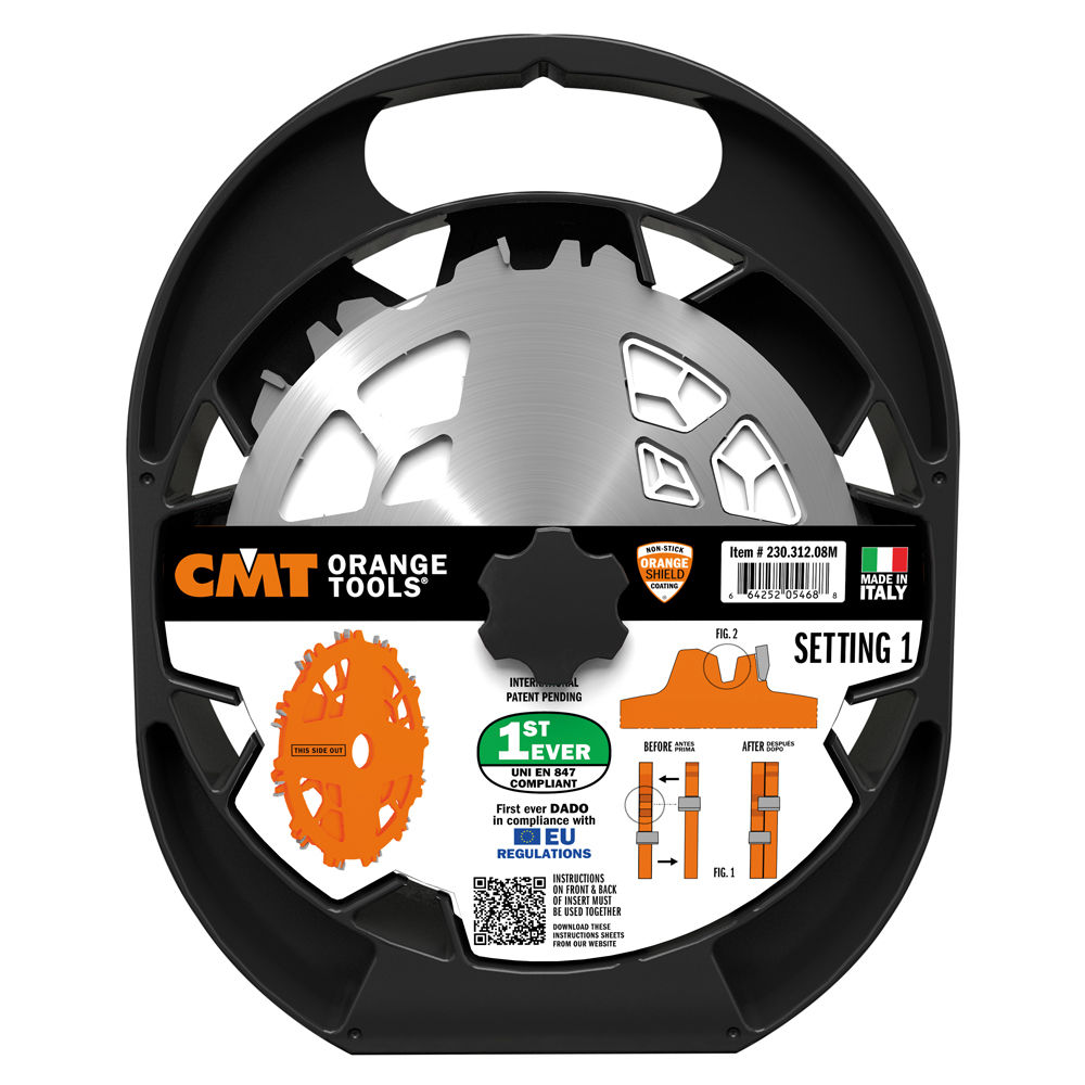 CMT ORANGE TOOLS 230.312.08 LOCKED DADO Saw Blade Set, UNI EN-847 - ชุดใบเลื่อยเซาะร่องขนาด 8นิ้ว แบบซ้อนเป็นชั้นมาตรฐาน UNI EN-847U (สินค้าสั่งซื้อล่วงหน้า Pre-Order)