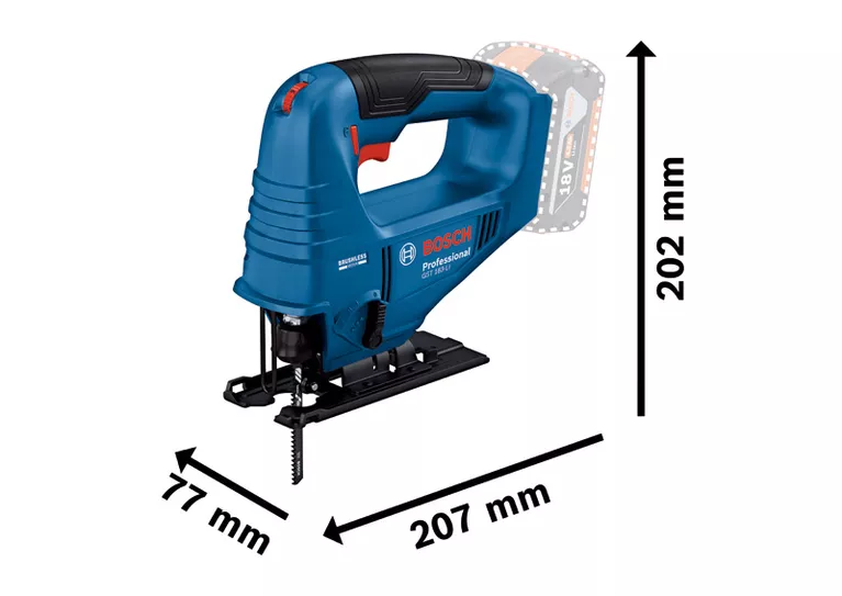 BOSCH GST 183-LI - 18V Cordless Jigsaw (Tool only without Battery and Charger) - เลื่อยจิ๊กซอว์ไร้สายใช้แบตเตอรี่ 18 โวล์ท (เครื่องเปล่าไม่มีแบตเตอรี่ ไม่มีแท่นชาร์จ) บ๊อช รุ่น GST 183-LI - 06015B70L0