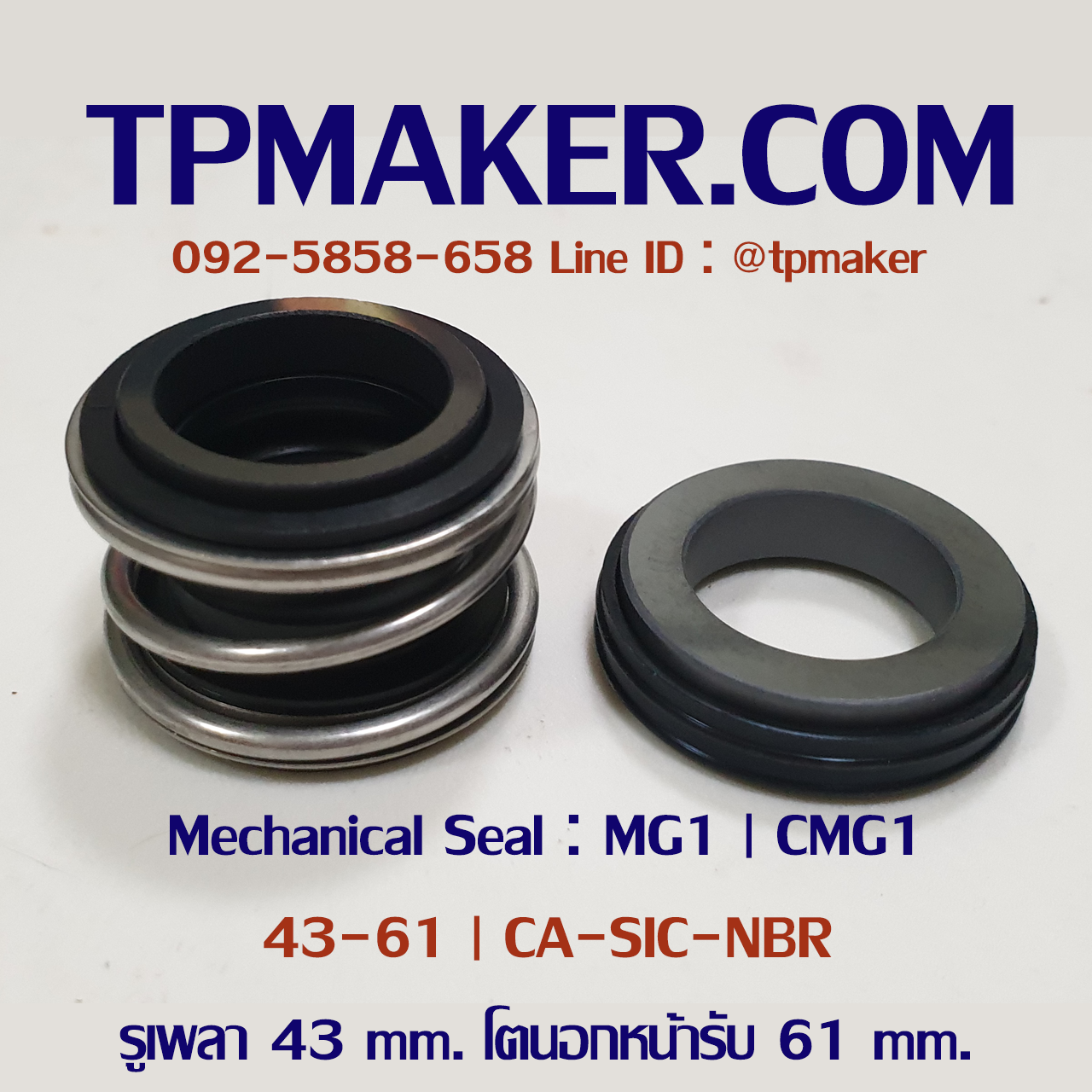 Mechanical Seal แมคคานิคอล ซีล : รุ่นMG1 | CMG1 : 43-61 CA-SIC-NBR