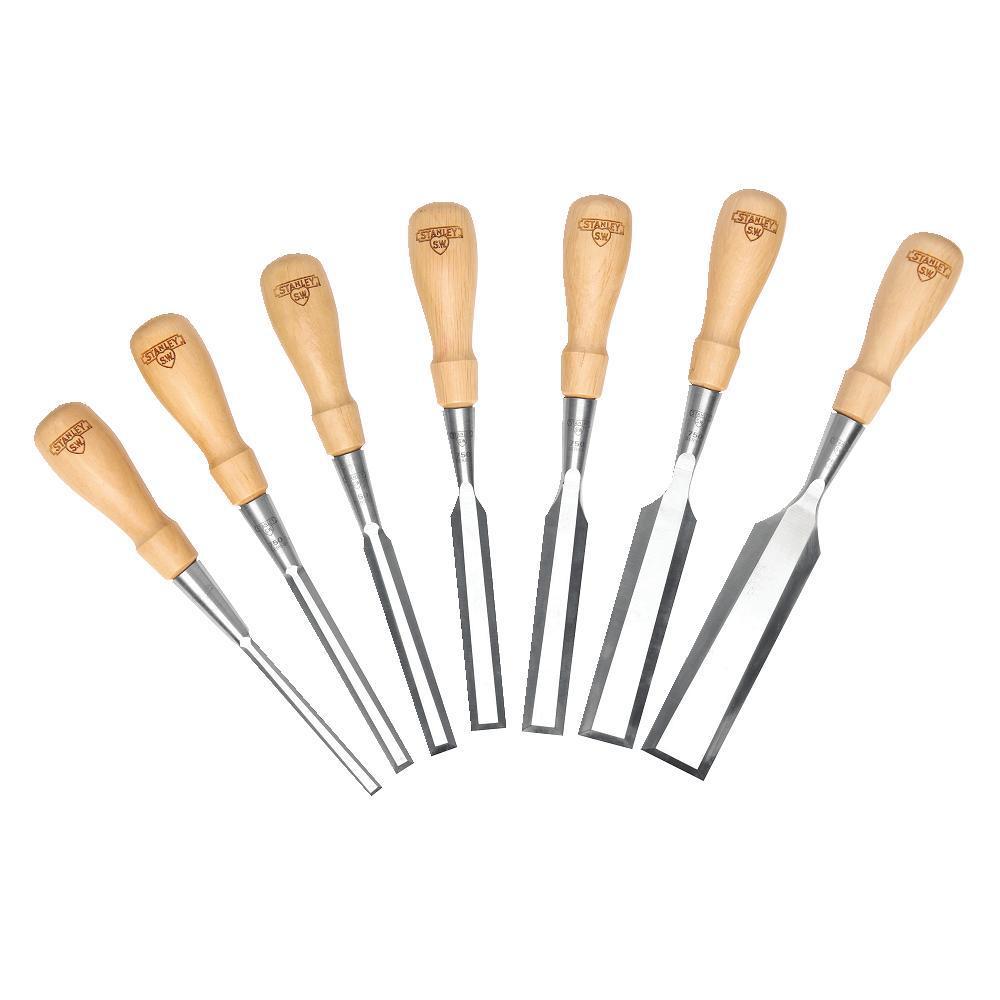 STANLEY Sweetheart Socket Chisel Set, 1/8 to 1-1/4 In, 8 Pc, ( 16-793 ) - ชุดสิ่ว Stanley รุ่น Sweetheart ในซองหนังม้วน 8ขนาด (U.K.)