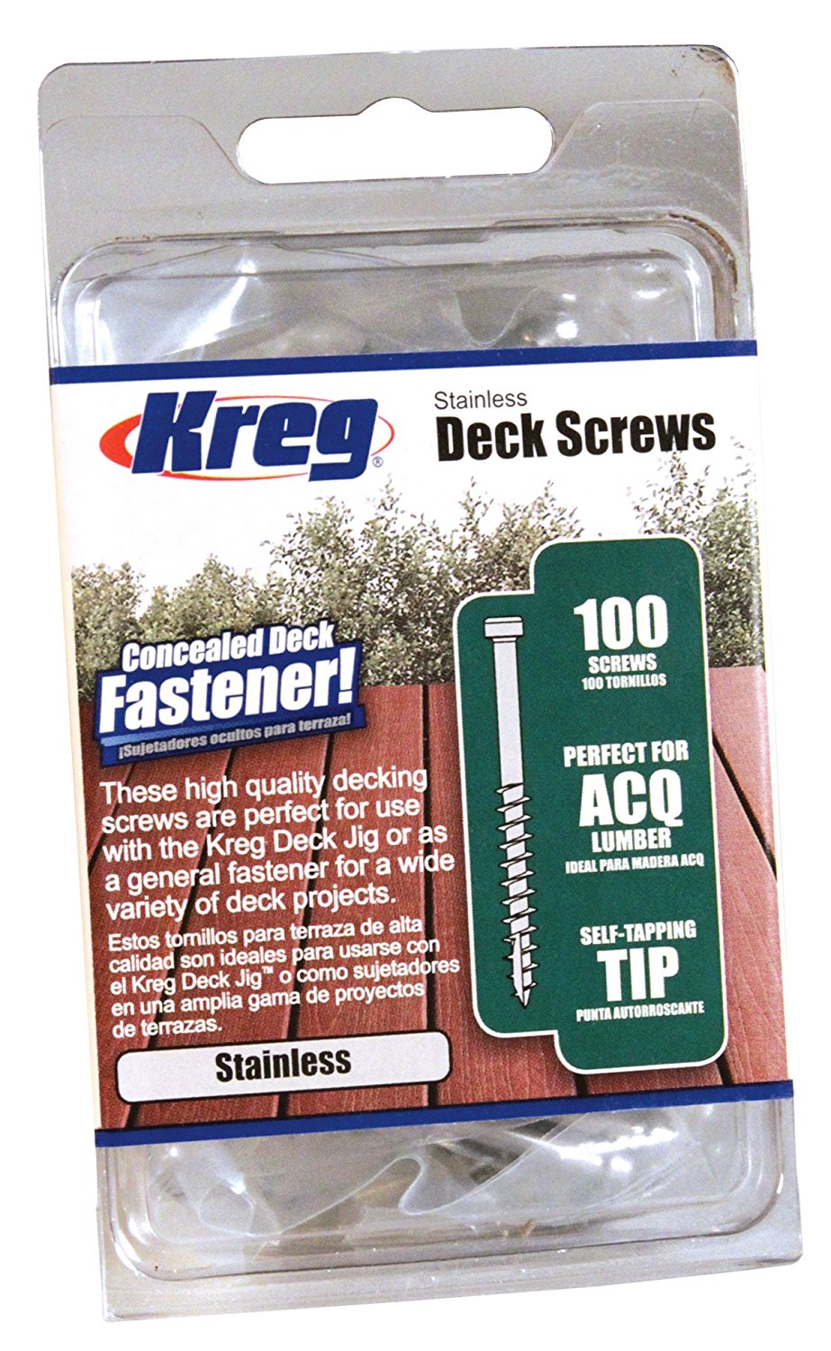 Kreg Stainless Steel Deck Screw -51mm/ 2", #8 Coarse Pan Head, 100 Ct (สกรูยึดพื้นระเบียงสเตนเลสขนาด 2 นิ้ว)