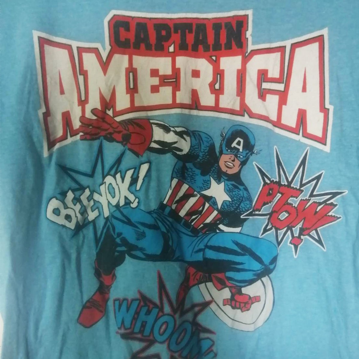 เสื้อยืดวินเทจมือสอง Vintage ลายการ์ตูนกัปตันอเมริกา Captain America งานป้ายผ้าเก่า สินค้าพร้อมส่ง