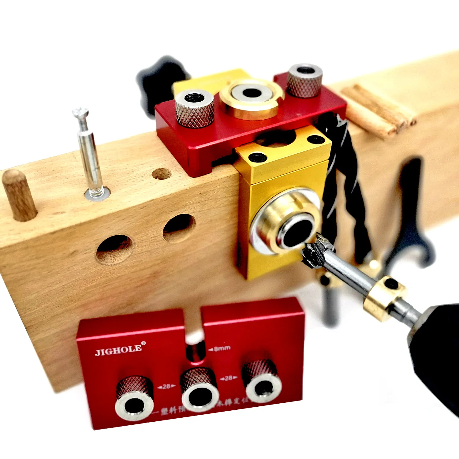 JIGHOLE JH-001-RG Doweling Jig, Fast Connecting Cam Fitting Drill Guide Jig - จิ๊กเจาะเดือยกลม จิ๊กเจาะเกือกม้า และเจาะฝังเดือยเหล็กยึดเกือกม้า JIGHOLE รุ่น JH-001-RG