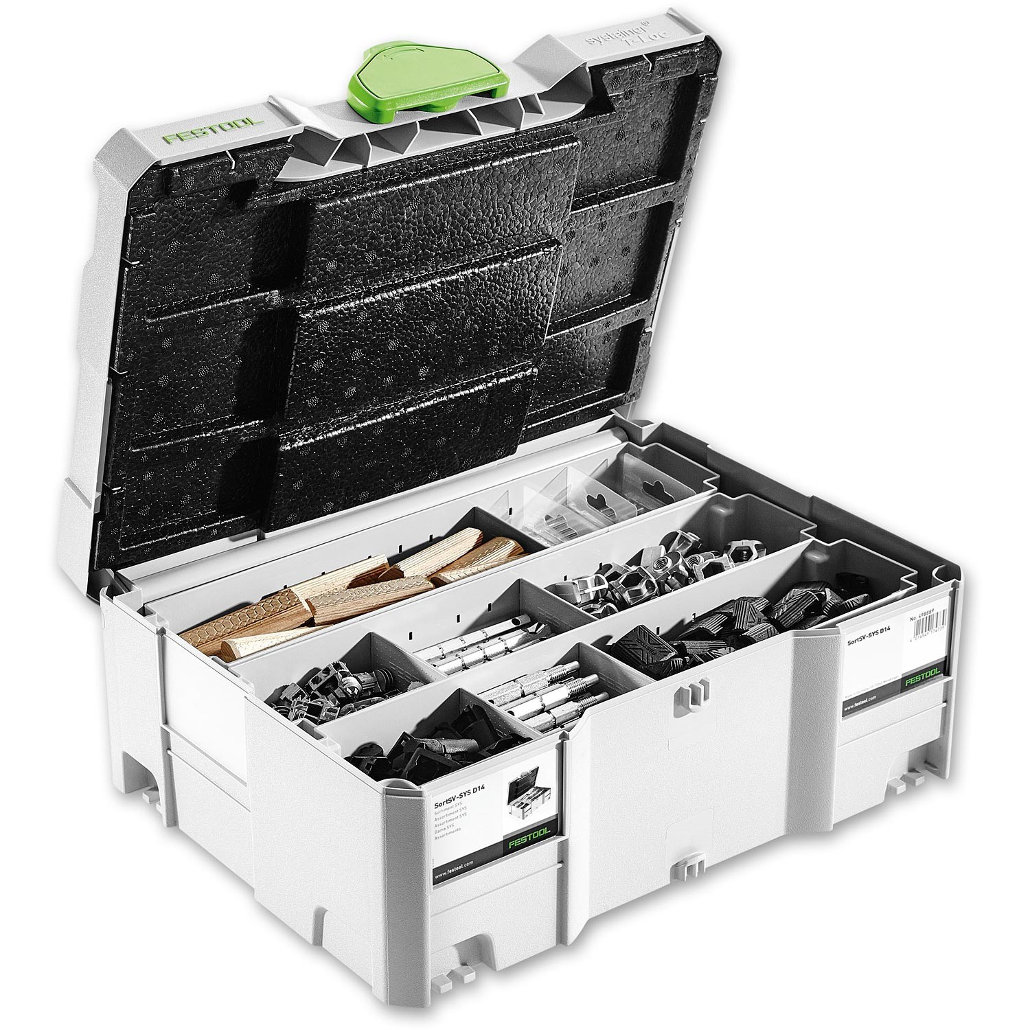 FESTOOL DOMINO connector range SV-SYS D14 in SYSTAINER SYS 2 T-LOC for DF 700 - ชุดเดือยแบบถอดประกอบได้สำหรับเครื่องเจาะโดมิโน DF 700 พร้อมกล่องเก็บ (แทนที่ด้วย FESTOOL 576795)