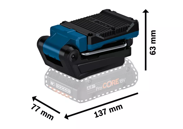 BOSCH GLI 18V-800 Cordless Light (Light only, without battery and charger) - ไฟส่องสว่าง ทำงานแบบไร้สายใช้แบตเตอรี่ Li-Ion 18v บ็อชรุ่น GLI 18V-800 ตัวเปล่า ไม่มีแบตเตอรี่ ไม่มีแท่นชาร์จ) - 0601443600