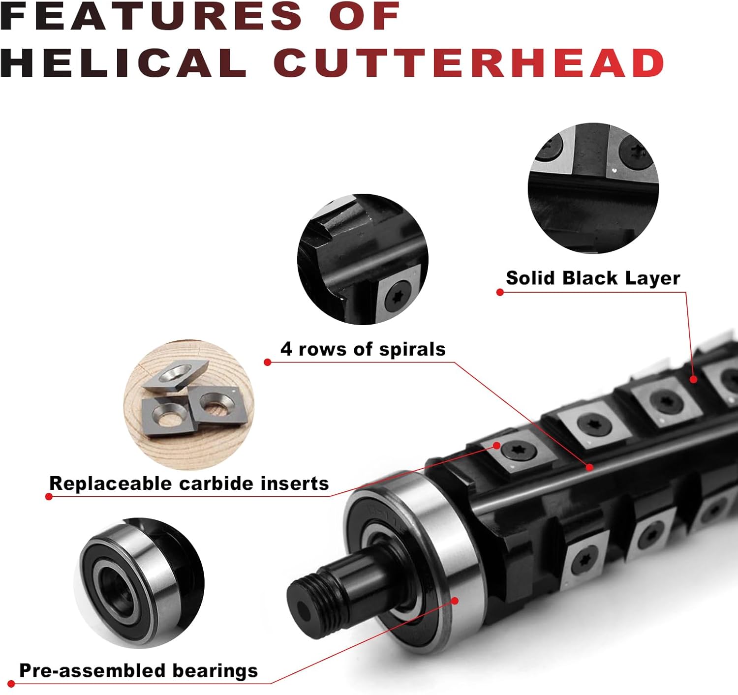 SIT TOOL X0046EXT4D - 13 inch Helical Cutterhead for Dewalt DW735 Planer, 56 Blades - ใบมีดเม็ดคาร์ไบด์คมเกลียวเฉือนไม้ 56 ใบ SIT TOOL รุ่น X0046EXT4D สำหรับเครื่องรีดไม้ ดีวอล์ท DW735 (สินค้าสั่งซื้อล่วงหน้า Pre-Order)