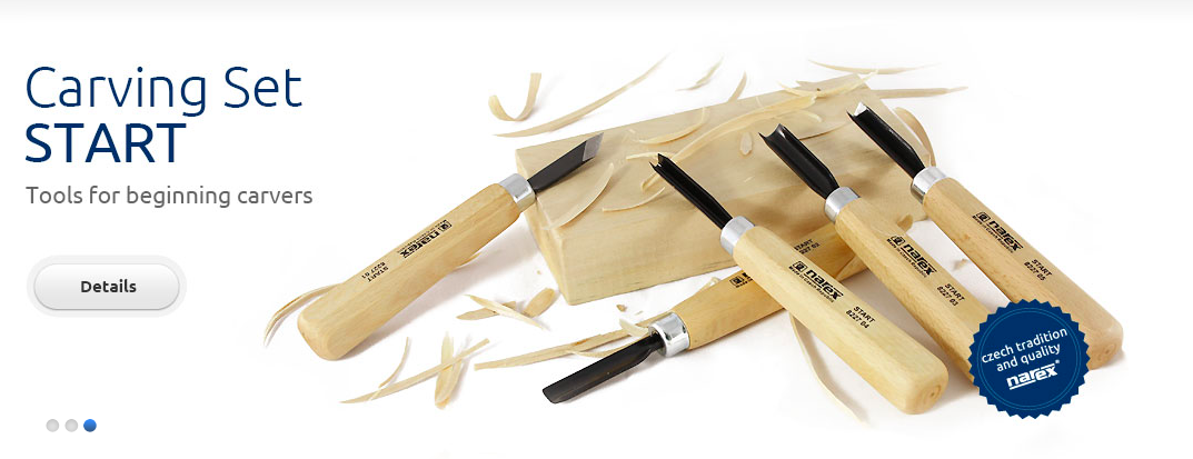 NAREX 869300 Carving set START in leather tool roll - มีดแกะสลัก ชุดเริ่มต้นพร้อมม้วนหนังสำหรับเก็บมีด (Made in Czech Republic)