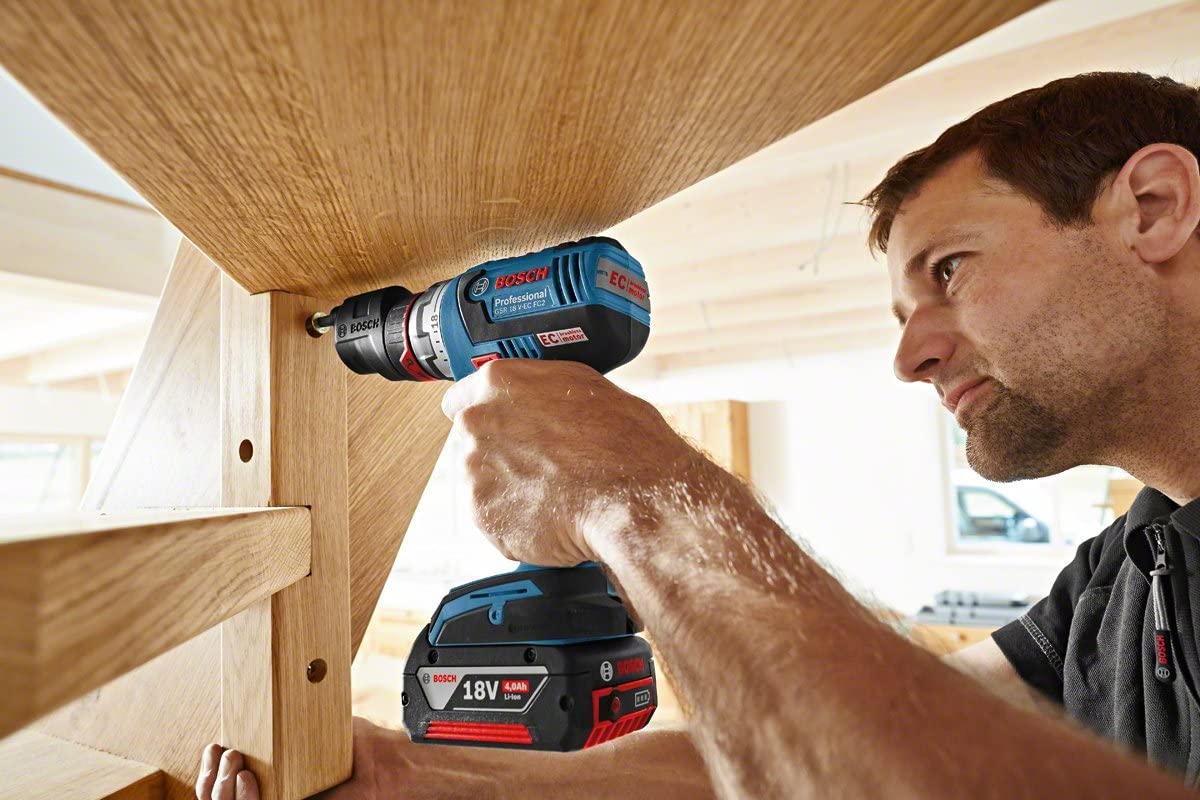 BOSCH GSR 18 V-EC FC2 - 18V Cordless Drill Driver with 2x 4.0 Ah batteries and charger - สว่านไขควงไร้สาย 18V. (แบต 4.0 Ah x 2ก้อน และแท่นชาร์จ รุ่น GSR 18V-EC FC2 - 06019E1170
