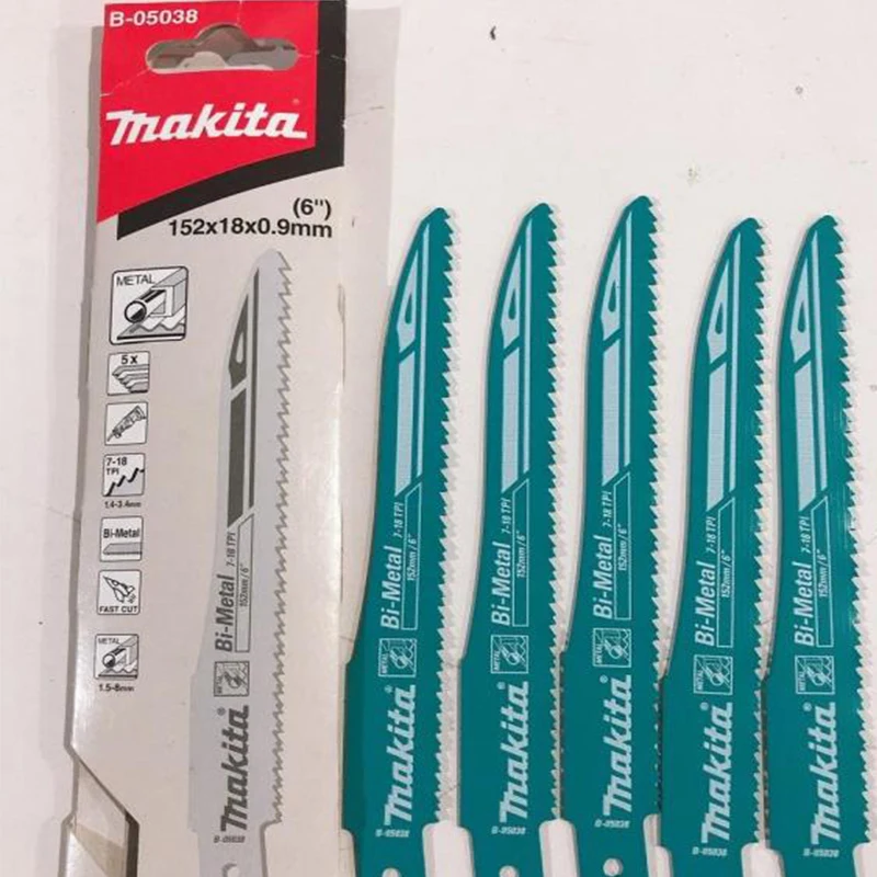 MAKITA B-05038 Super Express Reciprocating Saw Blade for Metal and Plastic, 152mm (6-inch) 7-18TPI BIM , - ใบเลื่อย เลื่อยชัก ตัดเร็วทั้งโลหะ เหล็ก และพลาสติกขนาด 152มม (6 นิ้ว) 7-18ฟันต่อนิ้ว Bi-Metal - B-05038 (สินค้าขาดตลาด)