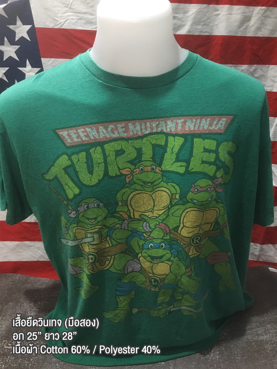 เสื้อยืดวินเทจมือสอง Vintage ลายการ์ตูนเต่านินจา Teenage Mutant Ninja Turtles งานป้ายผ้าเก่า สินค้าพร้อมส่ง