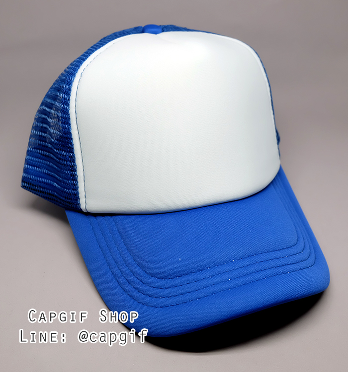 หมวกแก๊ปตาข่ายสีน้ำงเินหน้าขาว