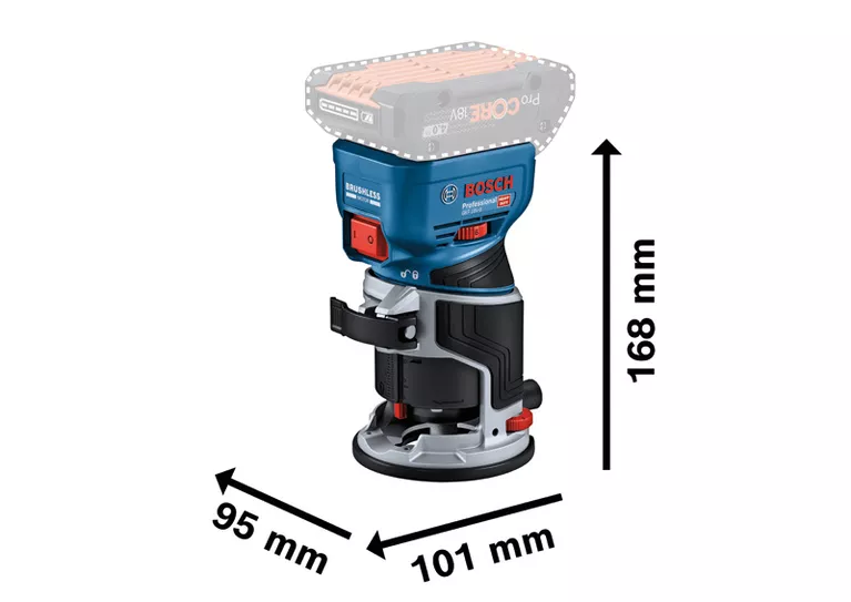 BOSCH GKF 18V-8 18v Cordless Palm Router (Tool Only- without battery and charger) -เครื่องเซาะร่องไร้สาย บ๊อช รุ่น GKF 18V-8 (ตัวเปล่า ไม่มีแบตเตอรี่ และแท่นชาร์จ)
