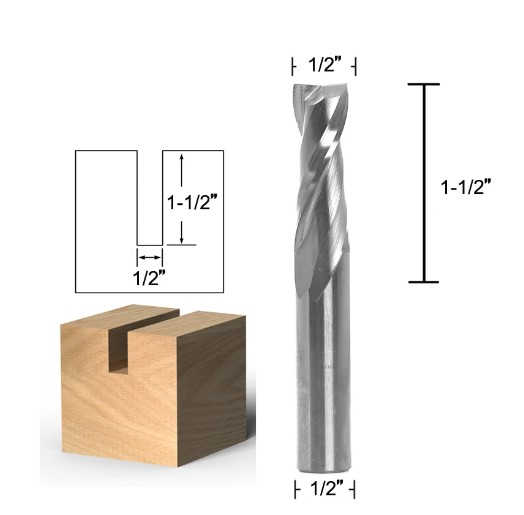 SIT Tool SIT-RU5200- Solid Carbide Up Cut Spiral Bit, 1/2" shank, 3-size options - ดอกเร้าเตอร์คาร์ไบด์ทั้งแท่งคมเกลียวกัดขึ้น แกน 1/2 นิ้ว มีความยาวคมกัดให้เลือก 3 ขนาด