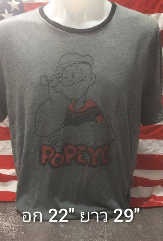 เสื้อยืดวินเทจมือสอง Vintage ลายการ์ตูน ป๊อปอาย Popeye งานป้ายผ้าเก่า สินค้าพร้อมส่ง