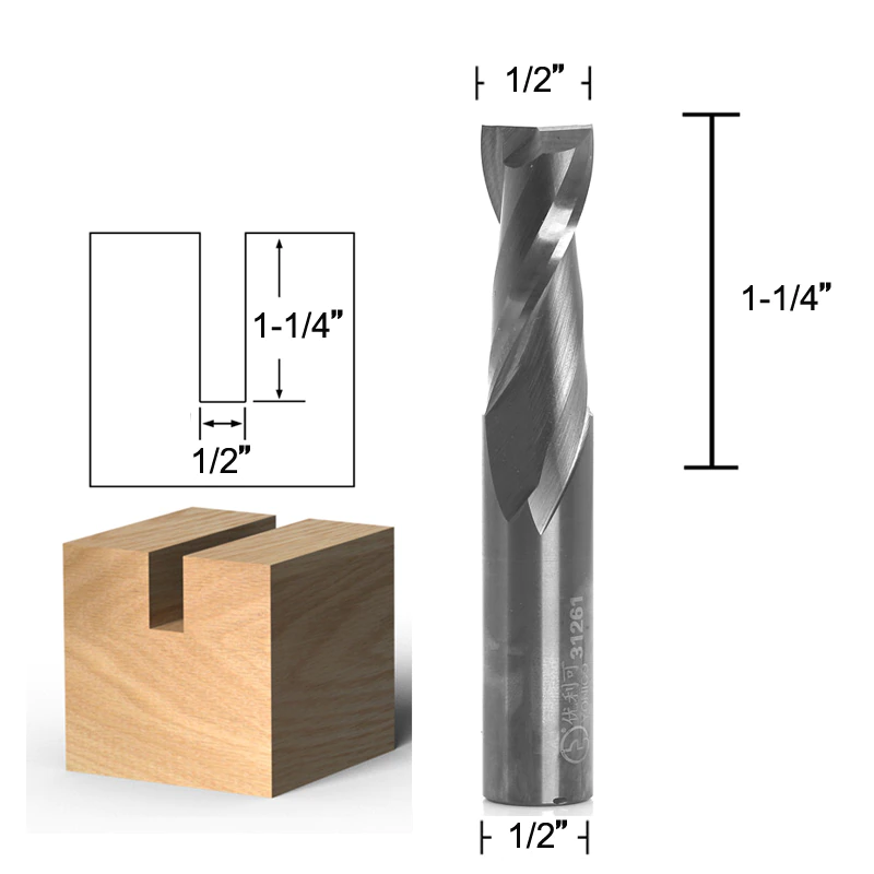 SIT Tool SIT-RU5200- Solid Carbide Up Cut Spiral Bit, 1/2" shank, 3-size options - ดอกเร้าเตอร์คาร์ไบด์ทั้งแท่งคมเกลียวกัดขึ้น แกน 1/2 นิ้ว มีความยาวคมกัดให้เลือก 3 ขนาด