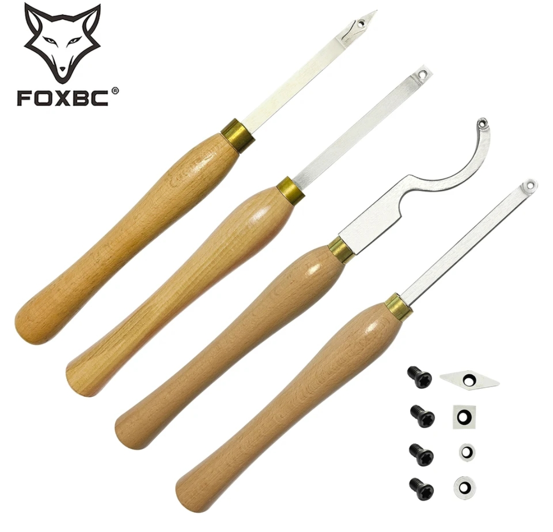 FOXBC FOX0384-P04 - 4pcs Carbide Tipped Mini Wood Turning Tool Set - มีดกลึงปลายคาร์ไบด์ขนาดเล็ก ชุด 4 เล่ม FOXBC รุ่น FOX0384-P04