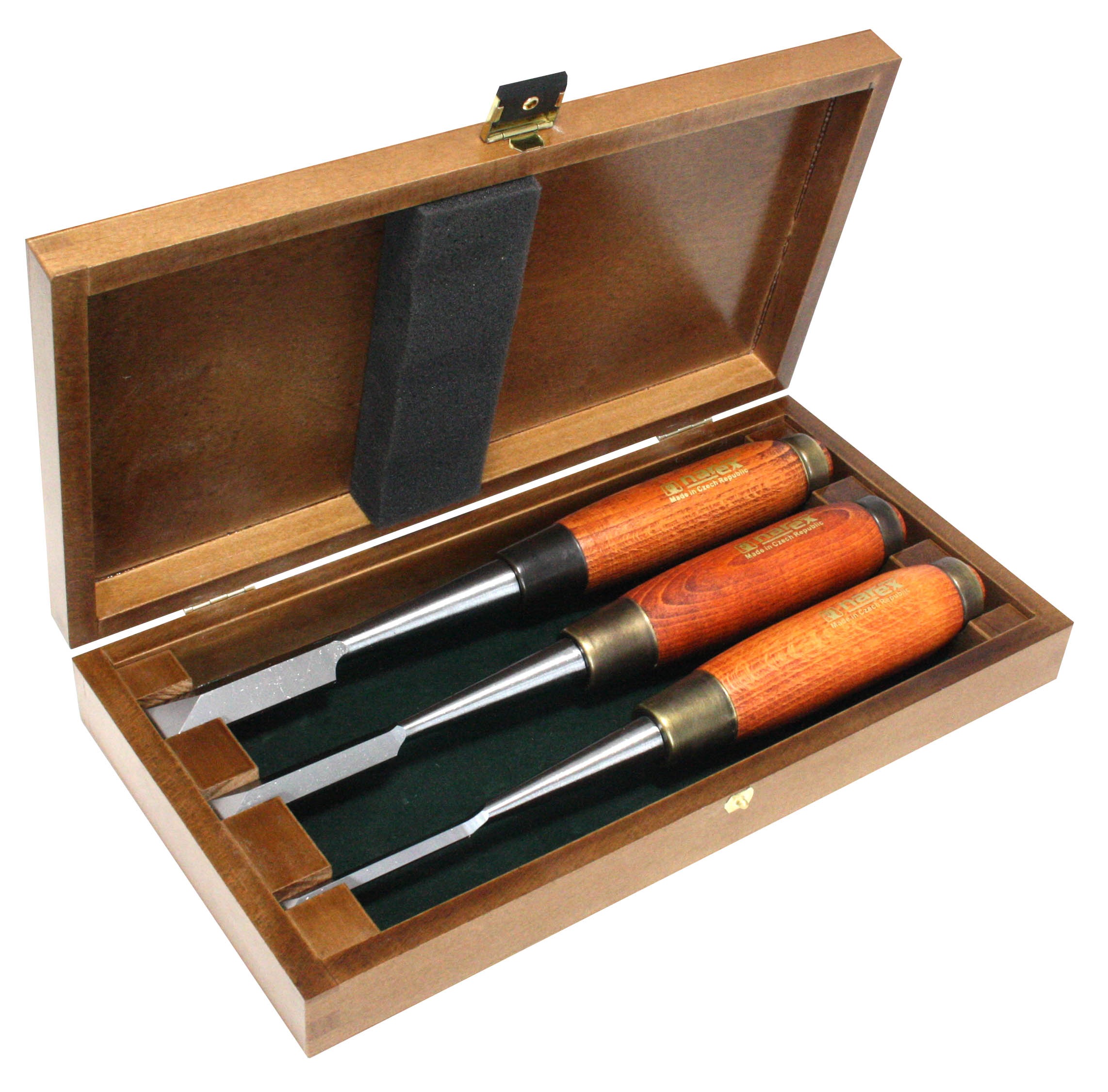 NAREX 852100 Dovetail Chisel 3-pc set - สิ่วเจาะเดือยหางเหยี่ยว 3 เล่มชุดขนาด 6, 13 และ 19 มม. ในกล่องไม้ (Made in Czech Republic)