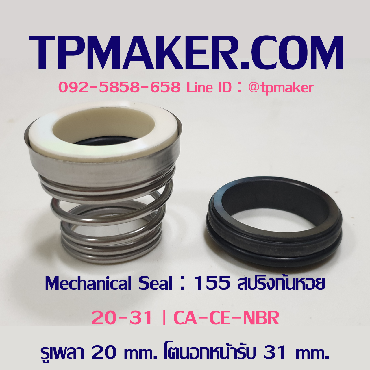 Mechanical Seal แมคคานิคอล ซีล : รุ่น155 สปริงก้นหอย : 20-31 CA-CE-NBR