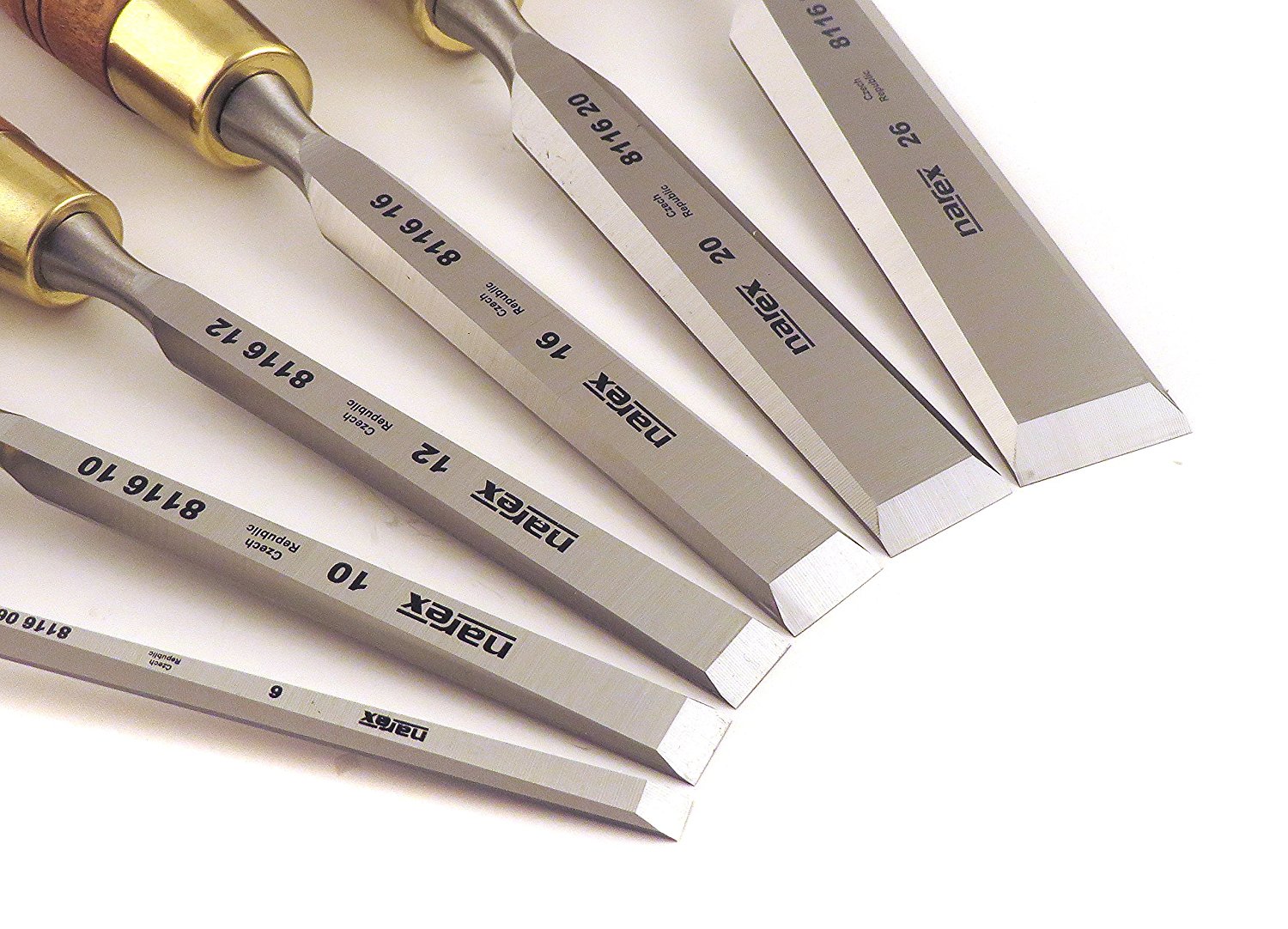 NAREX 853200 & 853250 Set of bevel Edge Chisels PREMIUM, WOOD LINE PLUS - ชุดสิ่วพรีเมียม 6 ขนาดในกล่องไม้ (Made in Czech Republic)