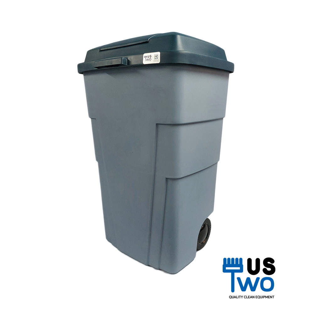 ถังขยะทรงเหลี่ยมฝาปิด มีล้อ 120 ลิตร