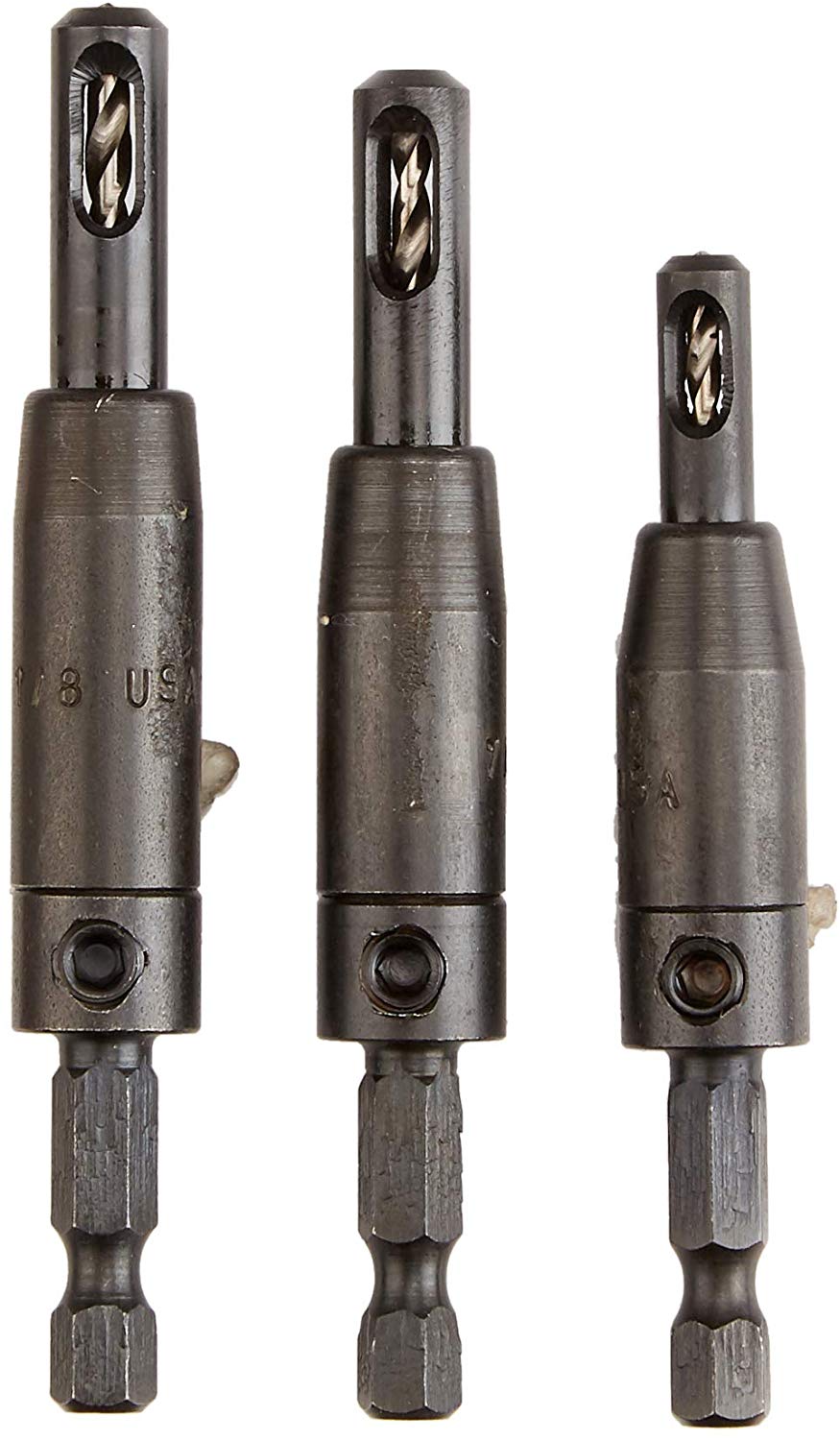 BOSCH CC2430 - Clic-Change 3-Piece Self-Centering Drill Bit Assortment - ชุดดอกสว่านบังคับเจาะกึ่งกลางรู 3 ขนาดแบบสวมเร็ว (Made in U.S.A.)
