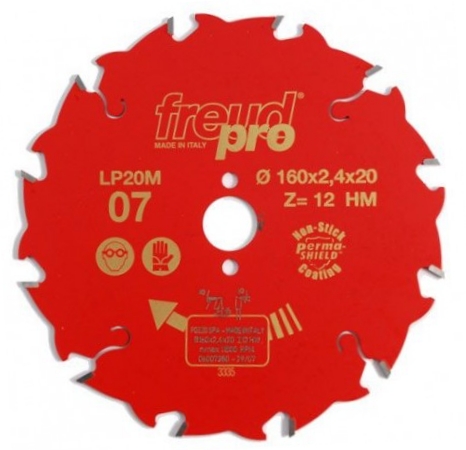FREUD LP20M007-160mm x 12T Thin Kerf Rip Blade for Track Saw - ใบเลื่อยผ่าไม้ (ตัดตามเสี้ยน) 160มม 12ฟัน สำหรับเลื่อย Track Saw (Made in Italy)