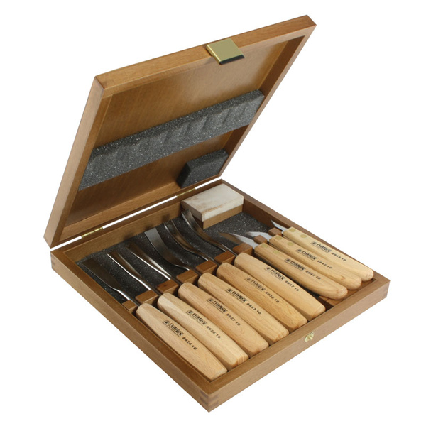 NAREX 894813 Set of Carving Chisels in Wooden Box 9pcs, WOOD LINE STANDARD ชุดสิ่วแกะสลักรุ่นมาตรฐาน 9 เล่มของ Narex (Made in Czech Republic)