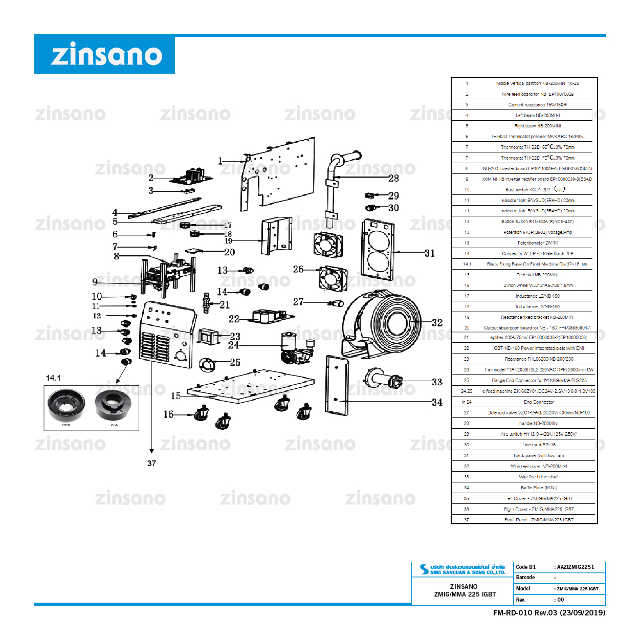 ZINSANO ZMIG/MMA 225 IGBT - MIG and MMA Welding Machine - เครื่องเชื่อม MIG และเชื่อมธูป ขนาด 200 แอมป์ ZINSANO รุ่น ZMIG/MMA 225 IGBT