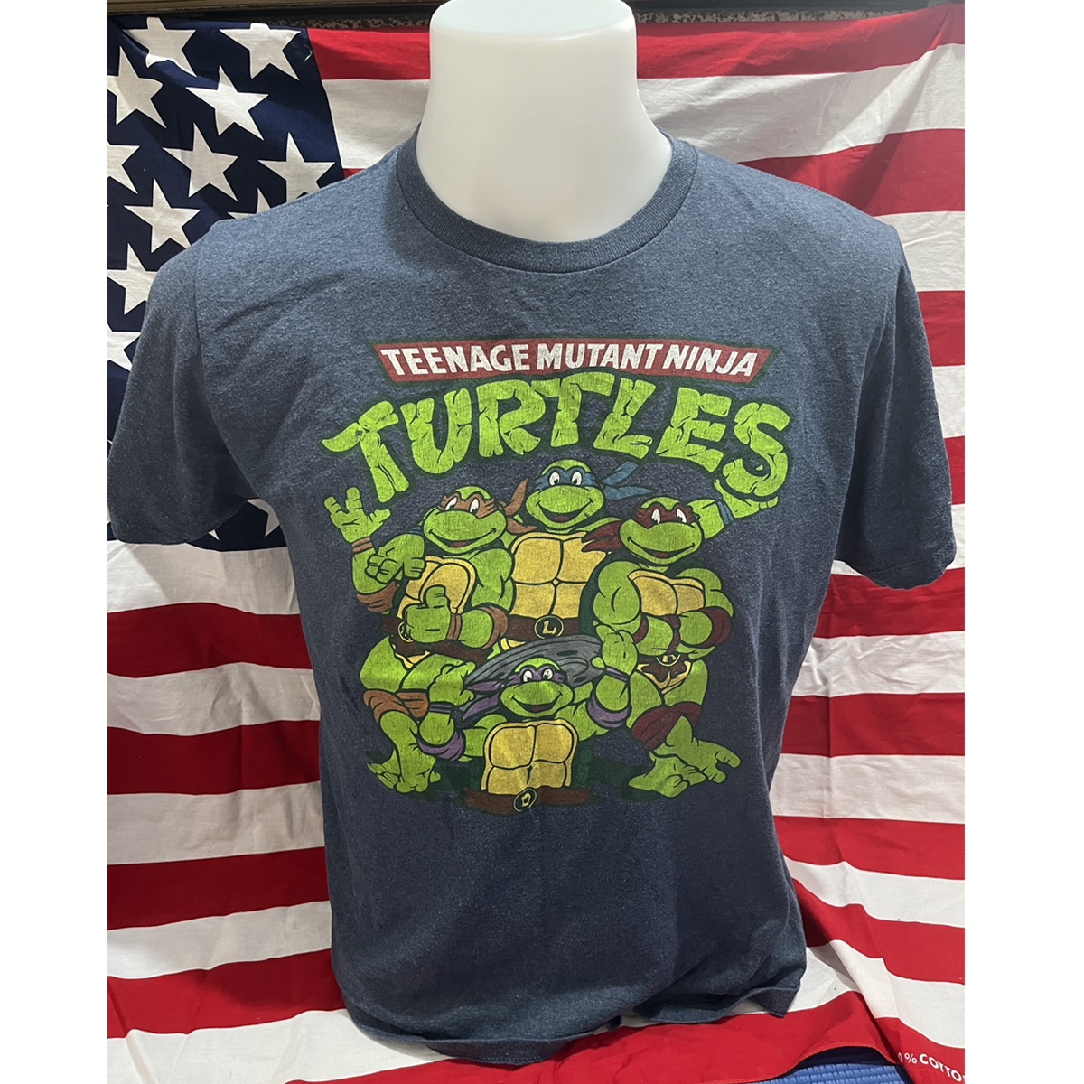 เสื้อยืดวินเทจมือสอง Vintage ลายการ์ตูนเต่านินจา Teenage Mutant Ninja Turtles งานป้ายผ้าเก่า