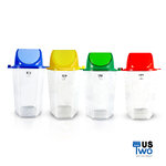 ถังขยะใสทรงหกเหลี่ยม 56 ลิตร ฝาสี แบบแกว่ง (มีตัวต่อที่ฝา)