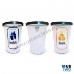 ถังขยะใสทรงกลม ขอบเทา ไม่มีฝา 45 ลิตร (PP)