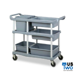 รถเข็นเก็บจาน 3 ชั้น พร้อมกระบะเก็บจาน