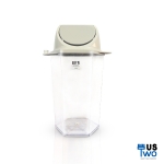 ถังขยะใสทรงหกเหลี่ยม 56 ลิตร ฝาสี แบบแกว่ง (มีตัวต่อที่ฝา พิมพ์ลาย) สีเทา