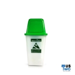 ถังขยะใสทรงเหลี่ยม พร้อมฝาครอบสีเขียว ขนาด 40 ลิตร