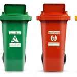 ถังขยะใหญ่ พร้อมล้อเข็น 240 ลิตร ฝา 1 ช่องทิ้ง มีสกรีน