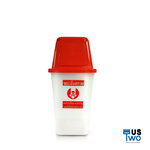 ถังขยะใสทรงเหลี่ยม พร้อมฝาครอบสีแดงขนาด 40 ลิตร