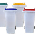 ถังขยะเทศบาล ตัวใสฝาสี 120 ลิตร ฝาเรียบ ไม่มีสกรีน