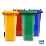 ถังขยะใหญ่พร้อมล้อเข็น 120 ลิตร ฝาเรียบ ไม่มีสกรีน