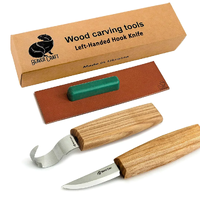 BeaverCraft S01L Wood Spoon Carving Knives Set, Left-Handed Bowl Cup - ชุดมีดแกะสลักไม้สำหรับขุดช้อน ถ้วย 2 เล่ม สำหรับคนถนัดซ้าย มาพร้อมหนังลับ ไขลับคม และม้วนซองใส่มีด (Made in Ukraine)