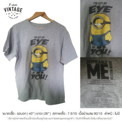 เสื้อยืดวินเทจมือสอง Vintage ลายการ์ตูนมินเนี่ยน Minions งานป้ายผ้าเก่า สินค้าพร้อมส่ง