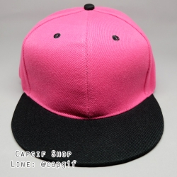 หมวกฮิปฮอปสีชมพูปีกดำ
