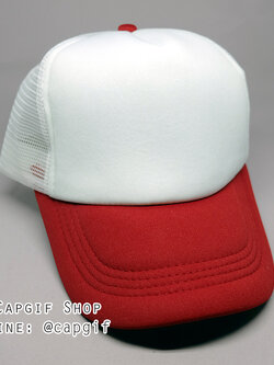 หมวกแก๊ปตาข่ายสีขาวปีกแดงเลือดหมู